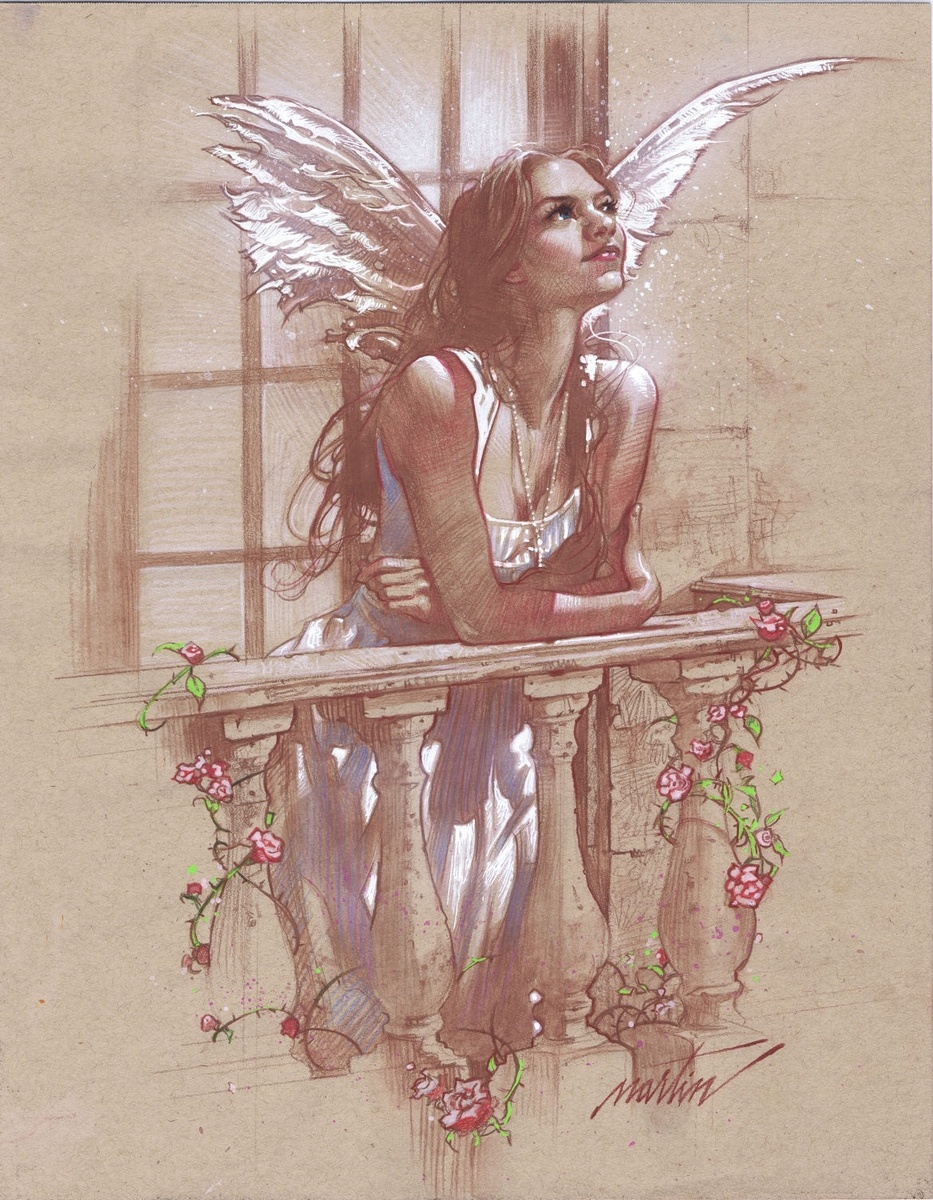 2. ГРАФИЧЕСКИЙ РИСУНОК ОТ ХУДОЖНИКА ДЖЕЙМСА МАРТИНА / James Martin Studio / КАДР ИЗ ФИЛЬМА " РОМЕО И ДЖУЛЬЕТТА " 1996 год / Актриса : Клэр Дэйнс