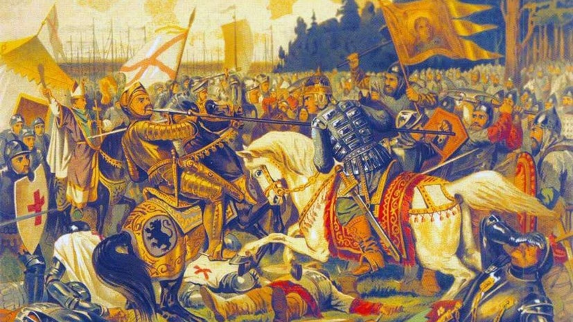     Бой Александра Невского с ярлом Биргером, картина А. Кившенко  Public Domain