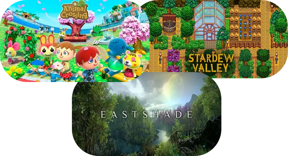 Animal Crossing, Stardew Valley, Eastshade