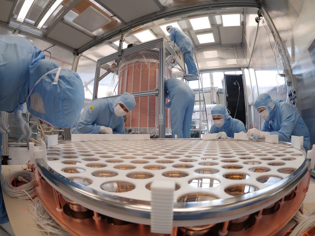 Фотоумножители в детекторе Xenon1T, используемые для обнаружения темной материи и, в данном случае, редкого распада / © xenonexperiment.org