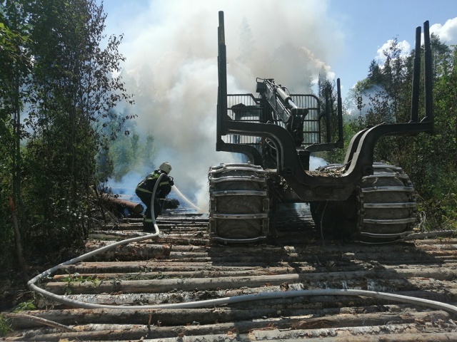    Лес загорелся в Карелии из-за полыхавшего форвардераОтряд противопожарной службы по Пудожскому район