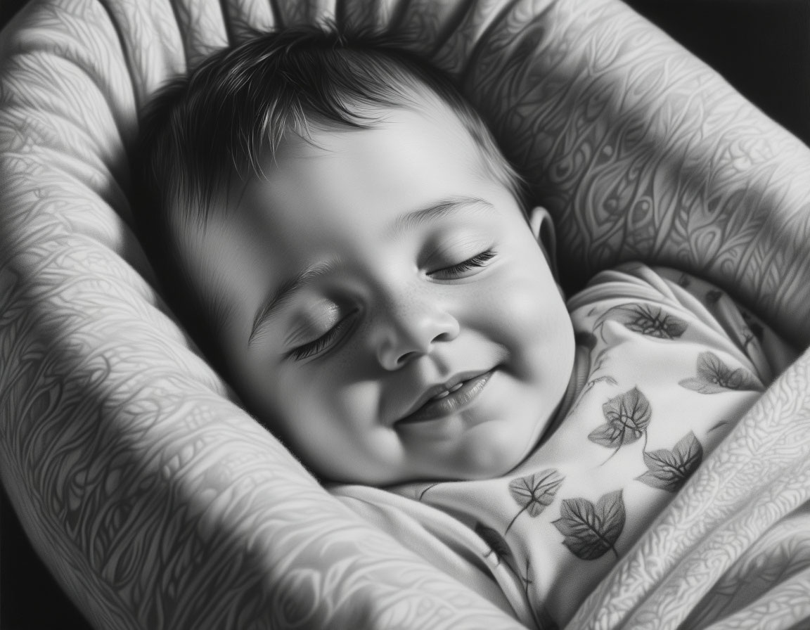 Крупный план улыбающегося во сне новорожденного младенца