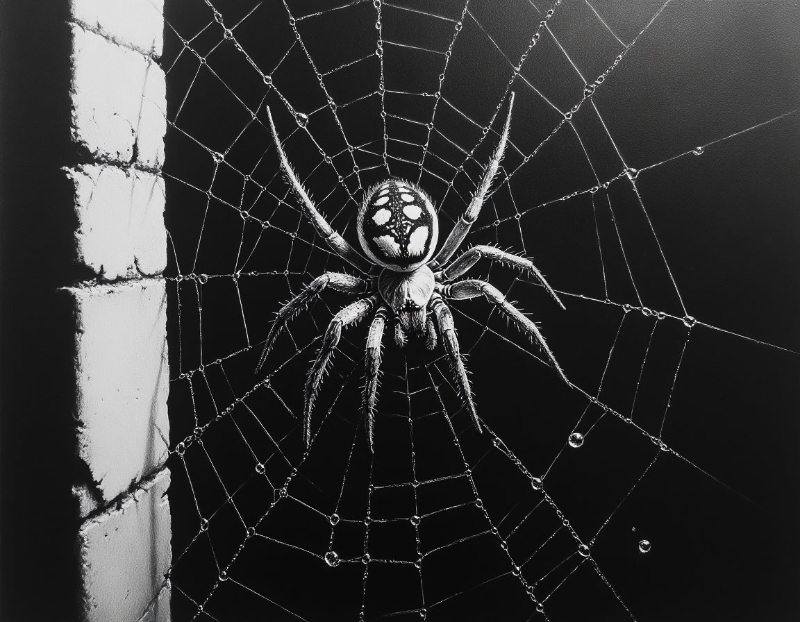 Паук в центре своей идеально сплетенной паутины ждет добычу