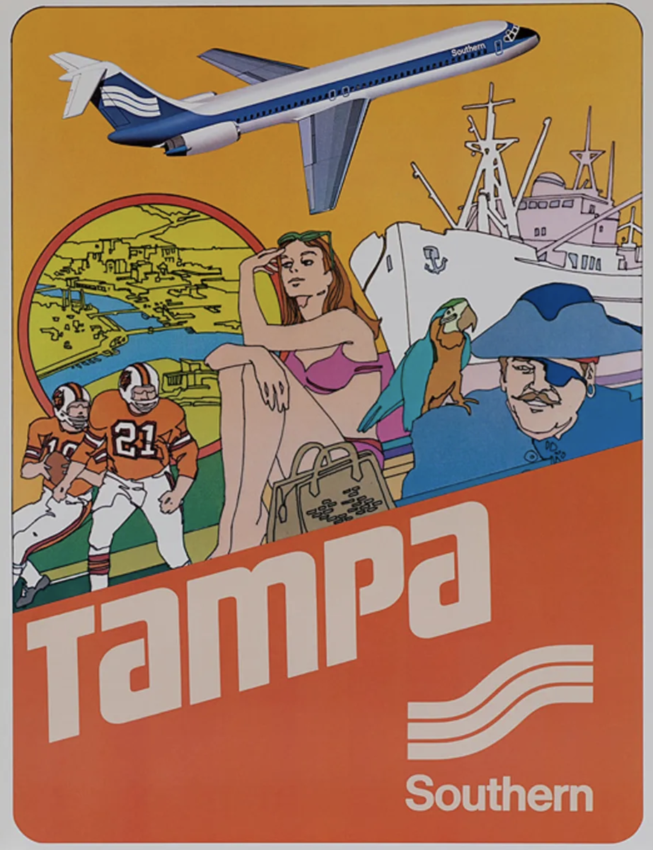 Винтажный рекламный плакат авиакомпании Southern Airways. (Дэвид Поллак)
