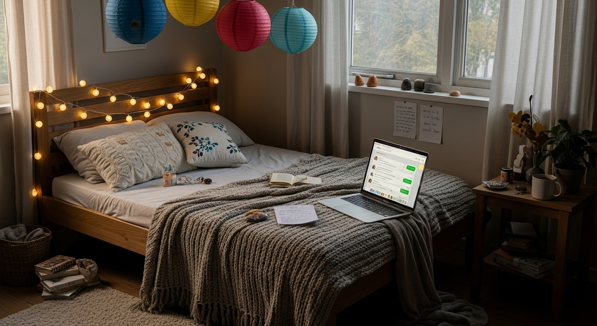 Переосмысленный уют: спальня, где перемены начинаются с искреннего разговора и творческого взгляда.