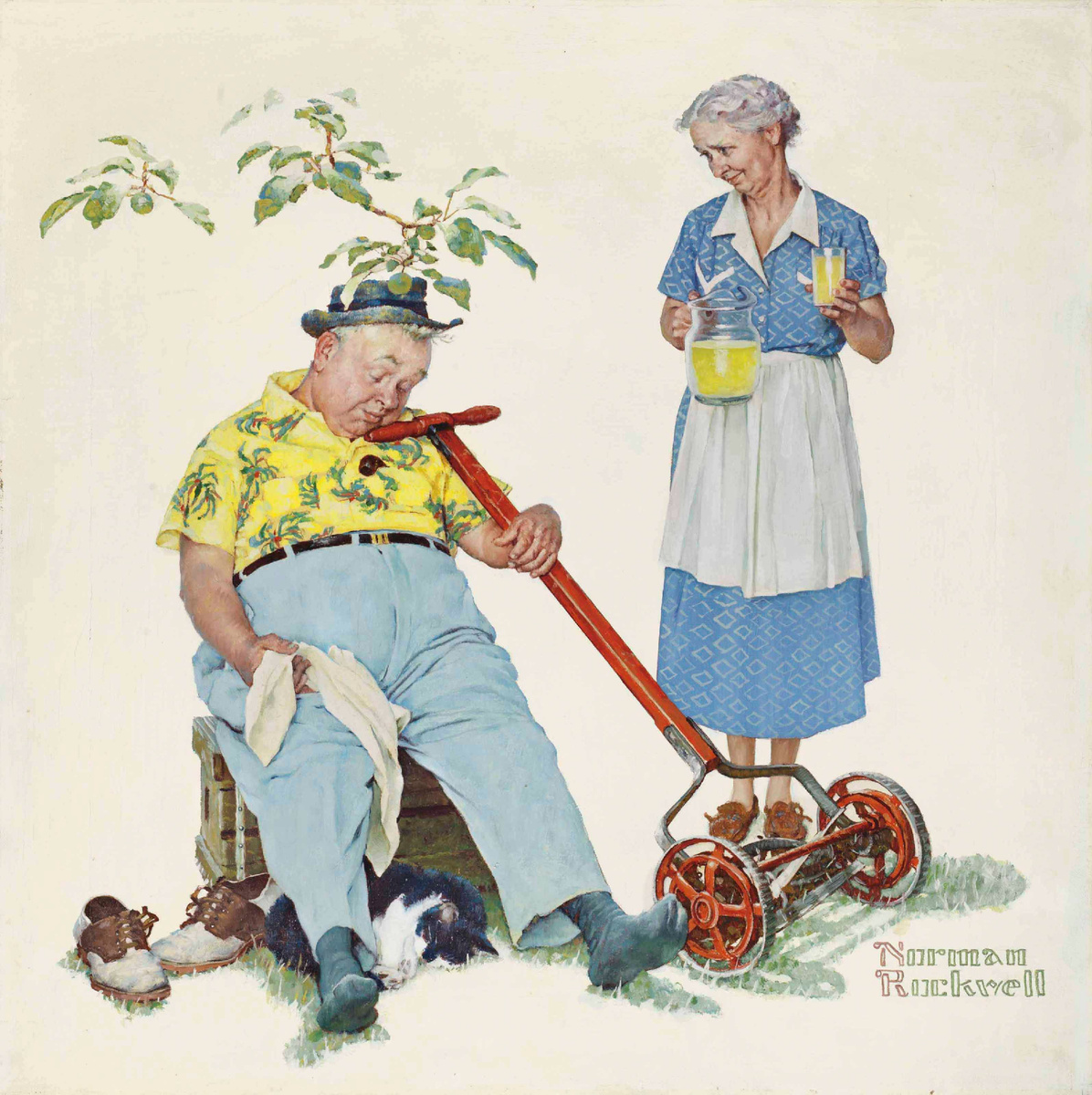 Норман Роквелл «Стрижка газона», 1957 год