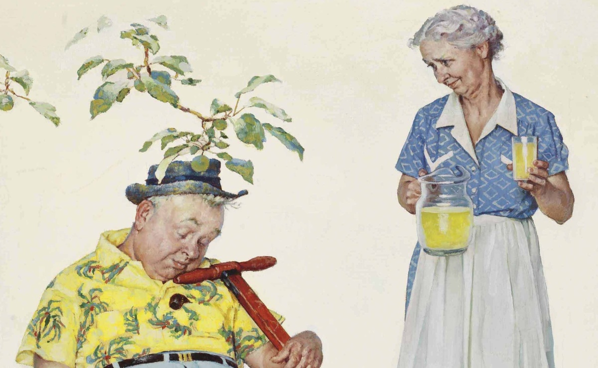 Норман Роквелл «Стрижка газона», фрагмент