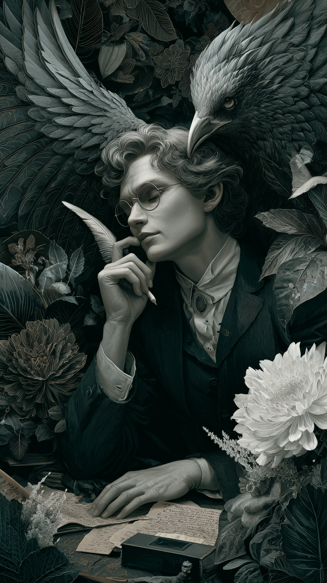 Романтичный писатель ожидает вдохновение. Моя иллюстрация с помощью нейросетей