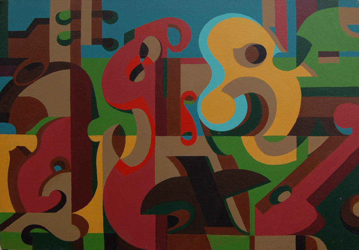 Сергей Галета. ПРОСТРАНСТВО СКРИПКИ. Картон,акрил. 65х85 см. 2010 г.