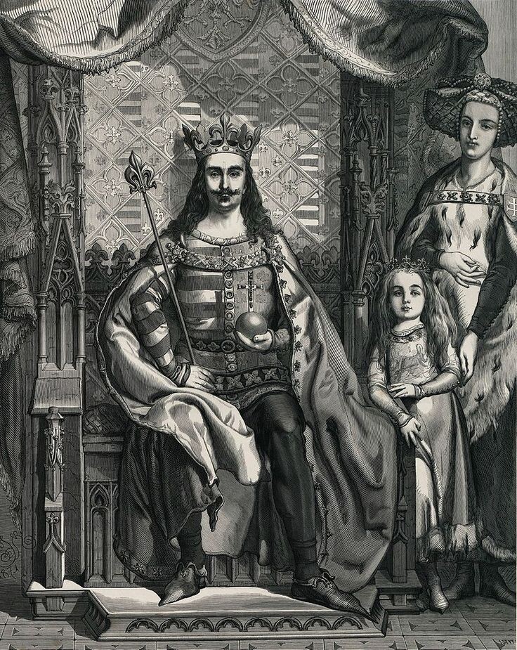 Ян Матейко (1838 -1893). Людовик Венгерский и Елизавета Боснийская с дочерью, 1871