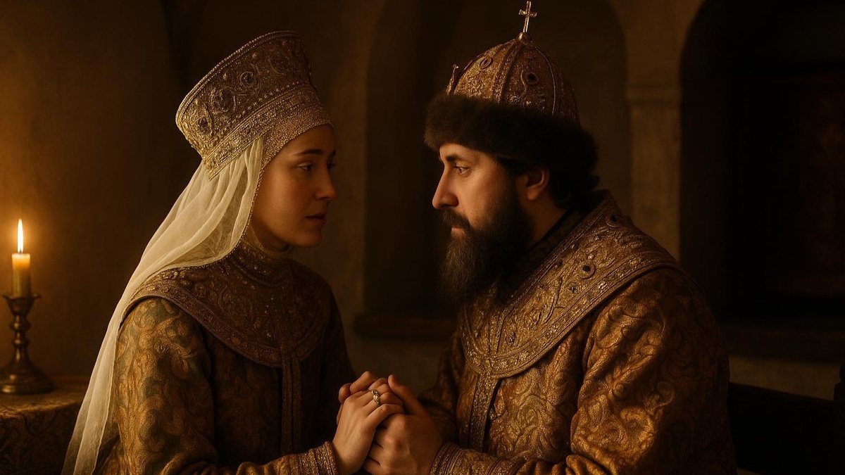 В иллюстративных целях. Ирина Годунова и царь Фёдор. Нарисовано нейросетью.