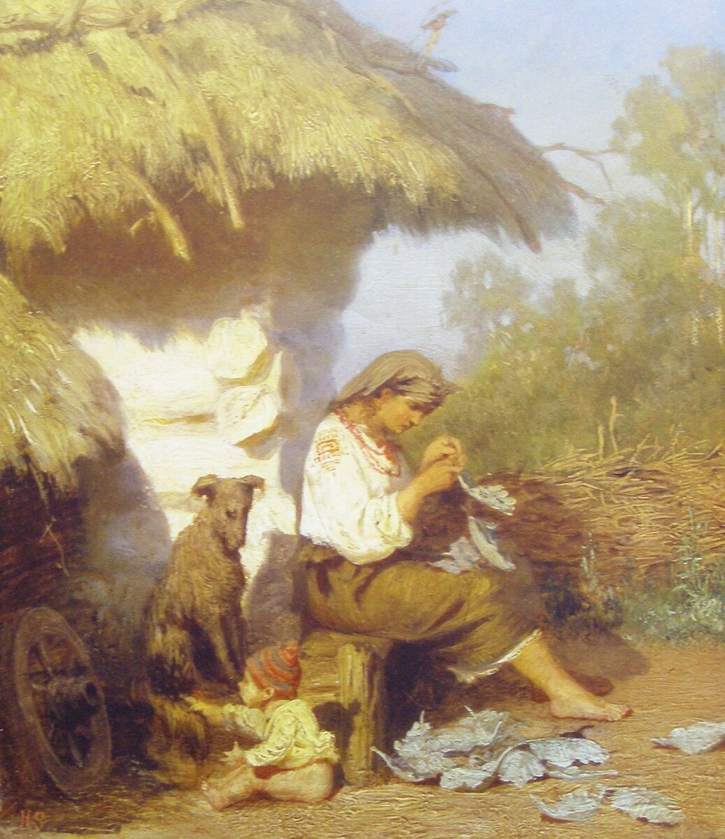 Работа «Сельская идиллия» была написана во время обучения в Академии художеств. 