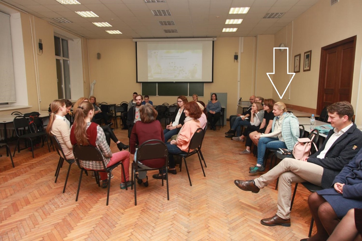 Фото с сайта МГУ, я в голубой куртке. Обучение групповой терапии от Эллы Столпер (психотерапевт и групповой аналитик, супервизор, преподаватель Тель-Авивского Университета)