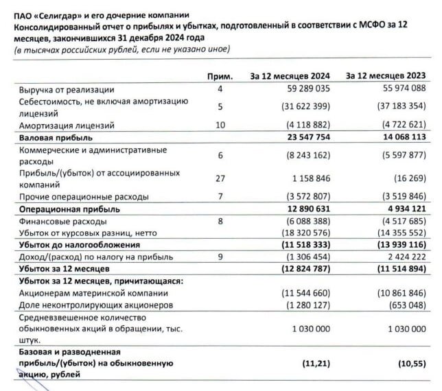 Отчетность Селигдара за 2024 год. Источник: сайт компании