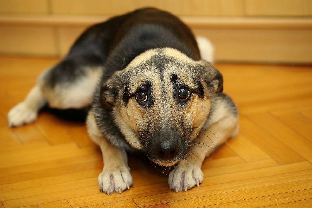 Испуганная собака 