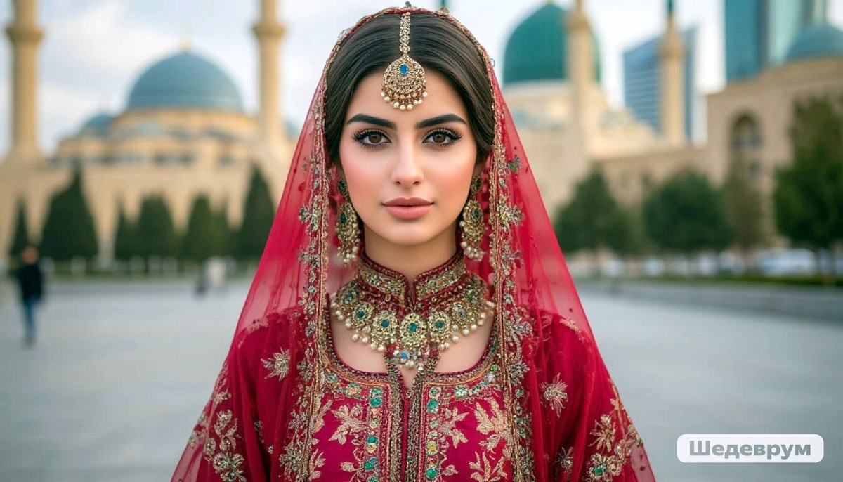 Сгенерироввано с помощью нейросети Шедевурум.  Азербайджанка.