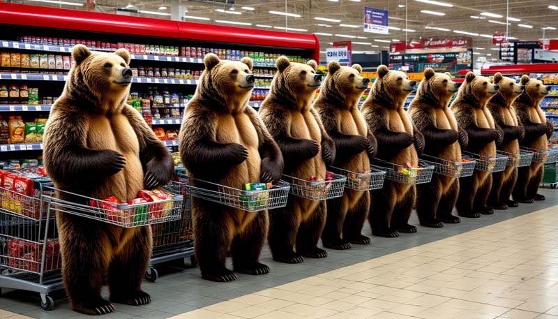Очереди в гипермаркетах за кормом для домашних медведей