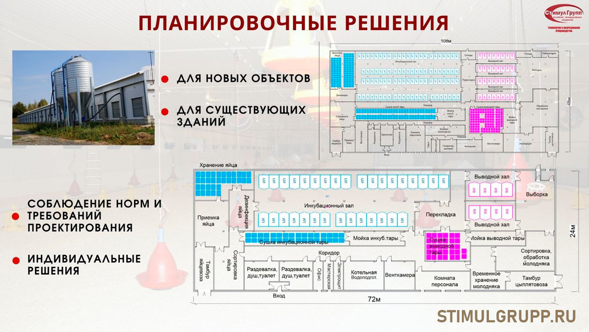 Схема расположения оборудования в инкубатории