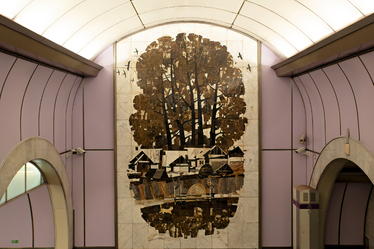 панно "Деревня Волково" на станции метро "Волковская"