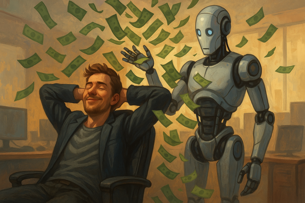 Когда ты вовремя вложился в ИИ-железо, и теперь даже роботы уважают тебя как инвестора.