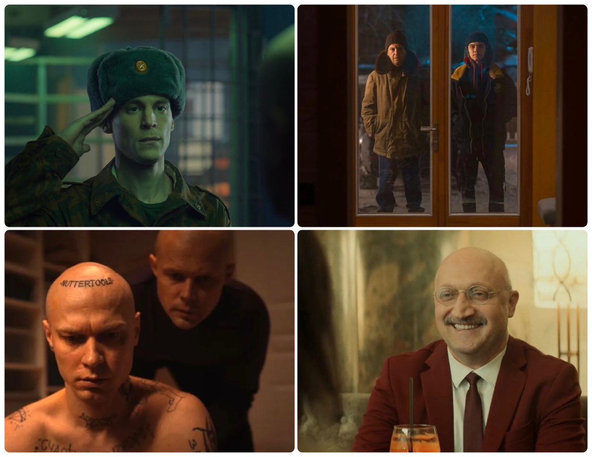 Кадры из сериалов "Аутсорс", "Подслушано в Рыбинске", "Урок" и "Чужие деньги". Коллаж автора.