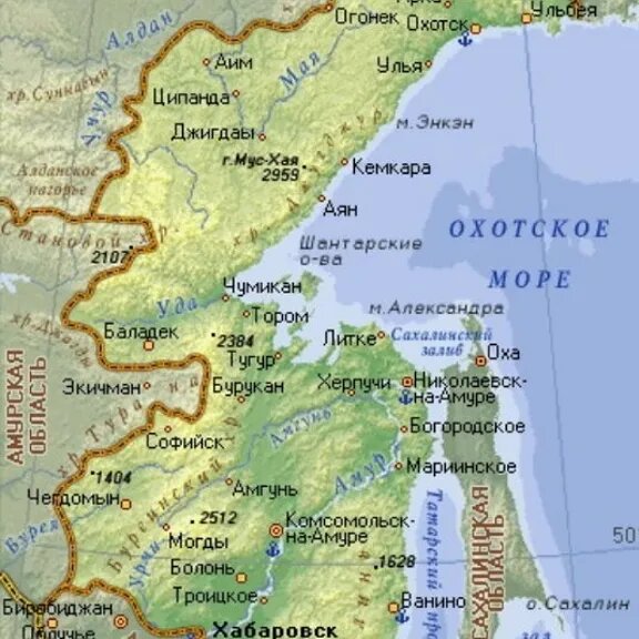 Чумикан и Охотск на карте.  фото: картинки яндекс.