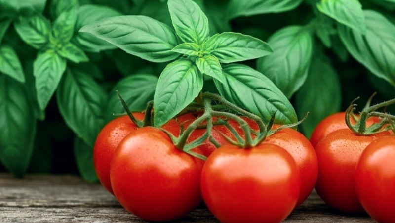 Томаты + базелик.