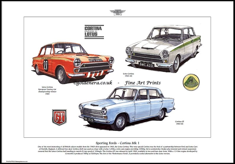 FORD CORTINA MK1 Art Print 1965 Euro Touring Car Winner Etsy