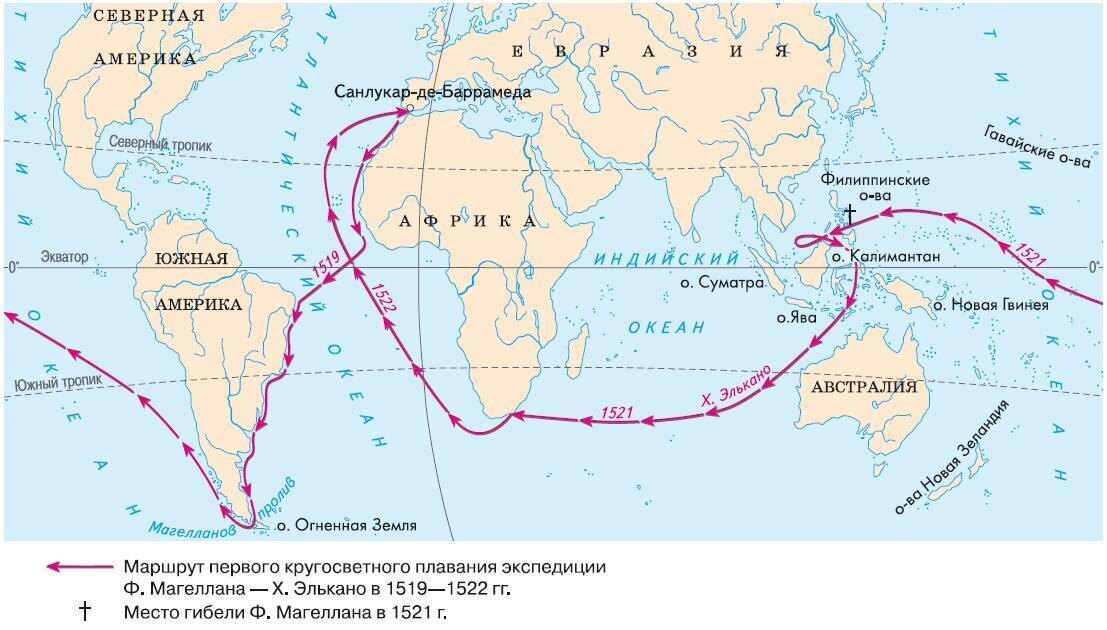 Маршрут экс педиции Магеллана