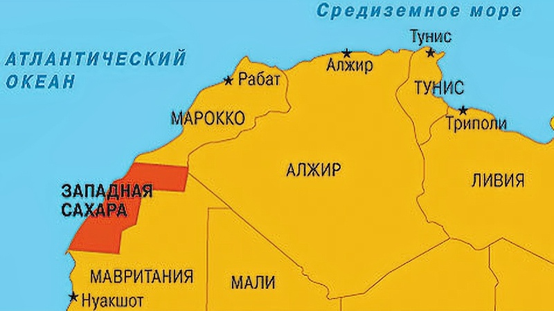 Западная Сахара на карте Африки