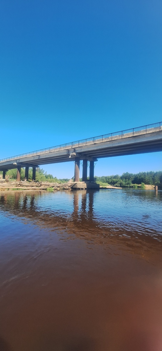 место старта - мост через Керженец у д. Валки