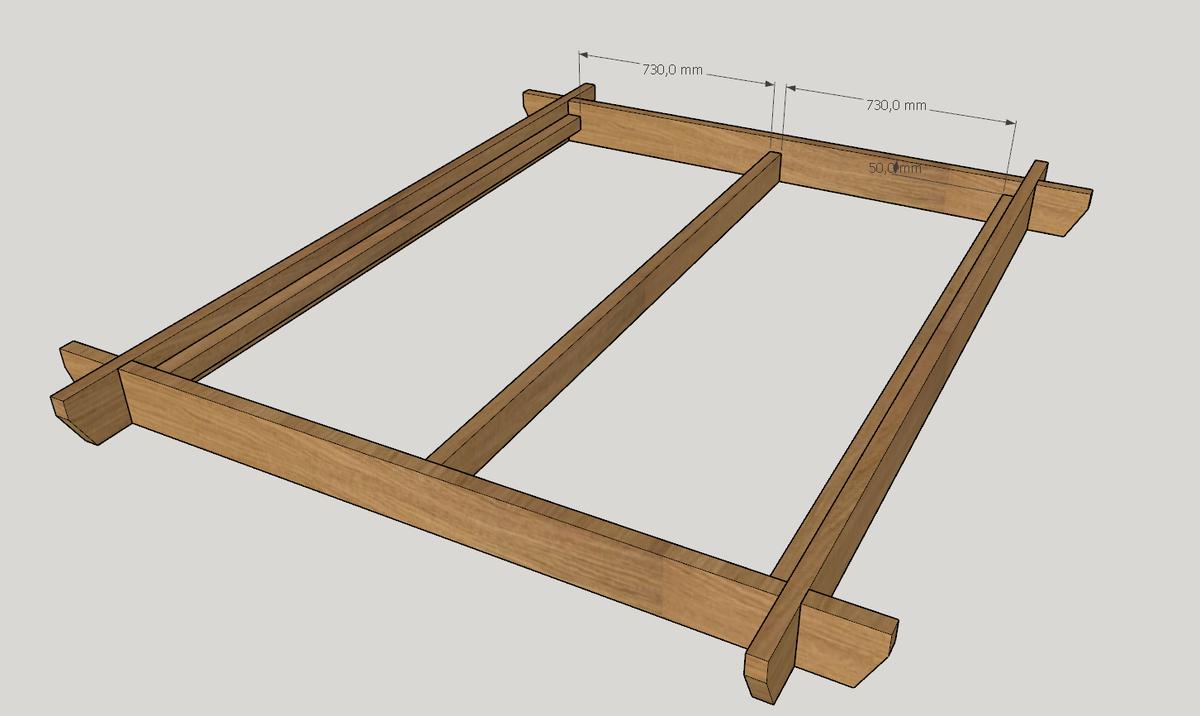 Расположение брусков и центрального бруса