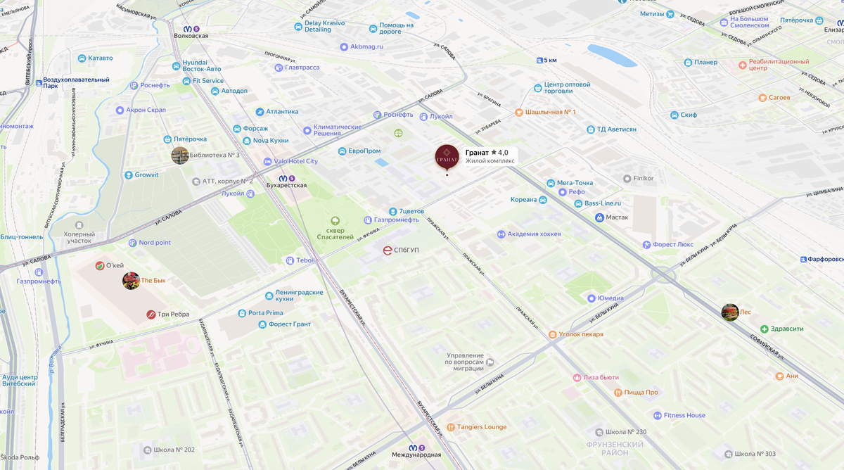 ЖК "Гранат" на Яндекс-картах