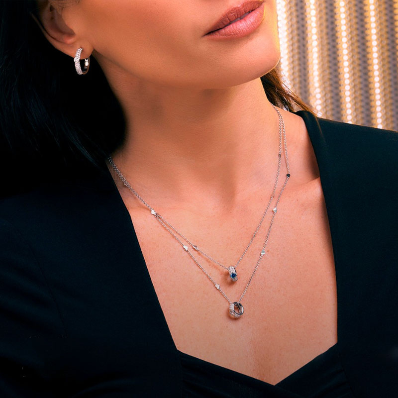 Колье и серьги Casato Noblesse Oblige из белого золота с бриллиантами и сапфирами