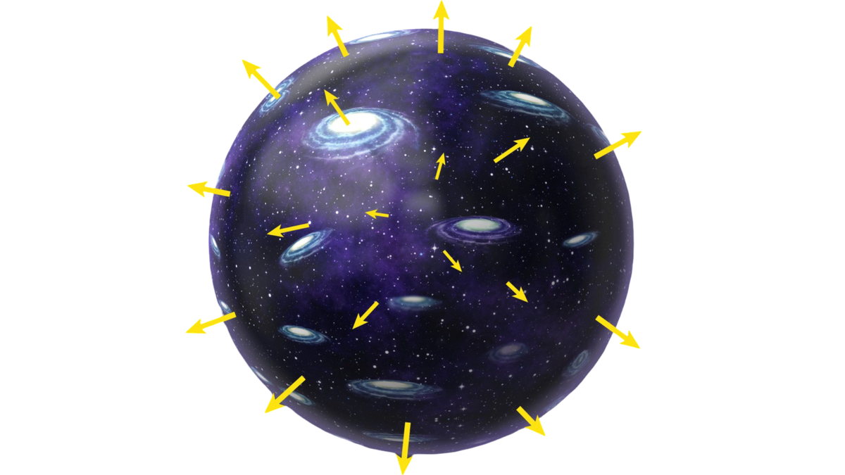 Вселенная расширяется, как надуваемый шарик с галактиками на его поверхности