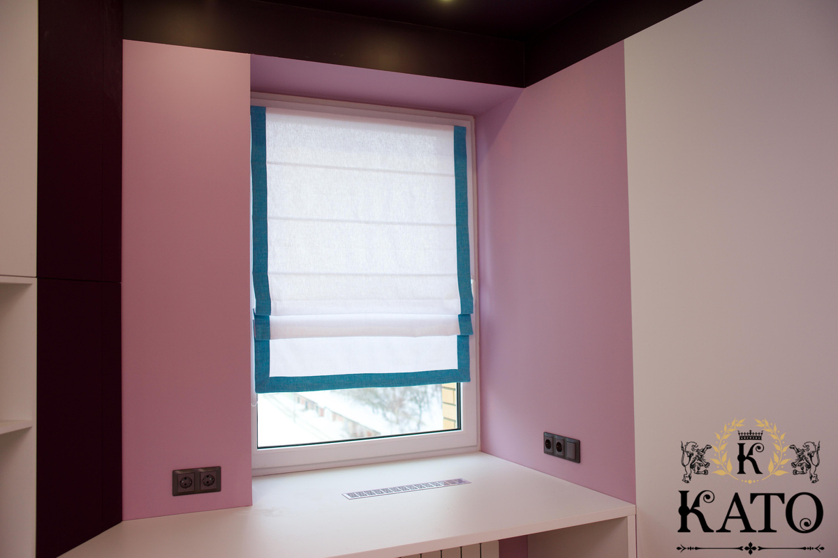 Римские шторы с контрастной окантовкой