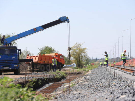    строительство трамвайных путей // фото: пресс-служба Правительства Ростовской области