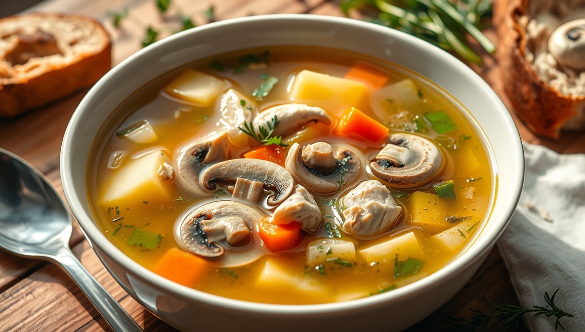Куриный суп с грибами