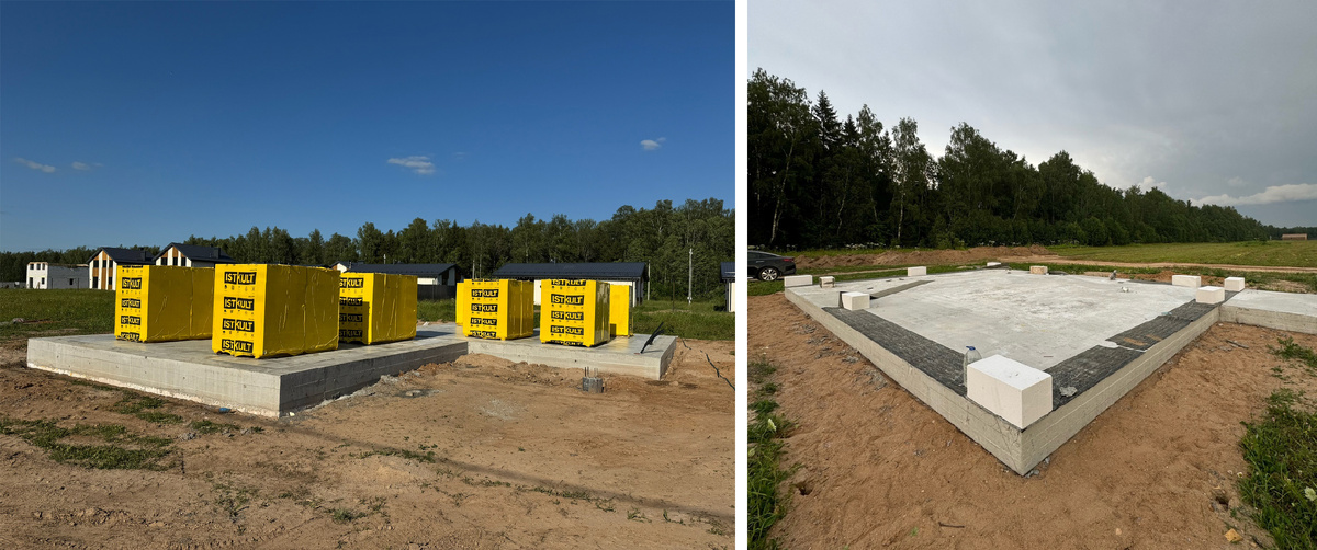 Монолитная плита 300 мм с двойным армированием на песчаной подушке 500 мм