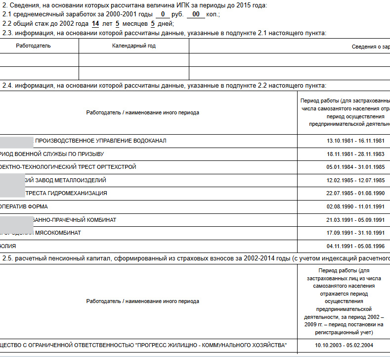 Фрагмент справки о пенсионных начислениях. (Источник: личный архив)