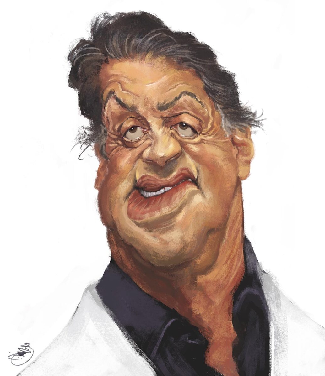 ШАРЖ ОТ ХУДОЖНИКА-КАРИКАТУРИСТА ПОД ПСЕВДОНИМОМ "ALI  ARTIST " // АМЕРИКАНСКИЙ КИНОАКТЕР СИЛЬВЕСТОР СТАЛЛОНЕ 