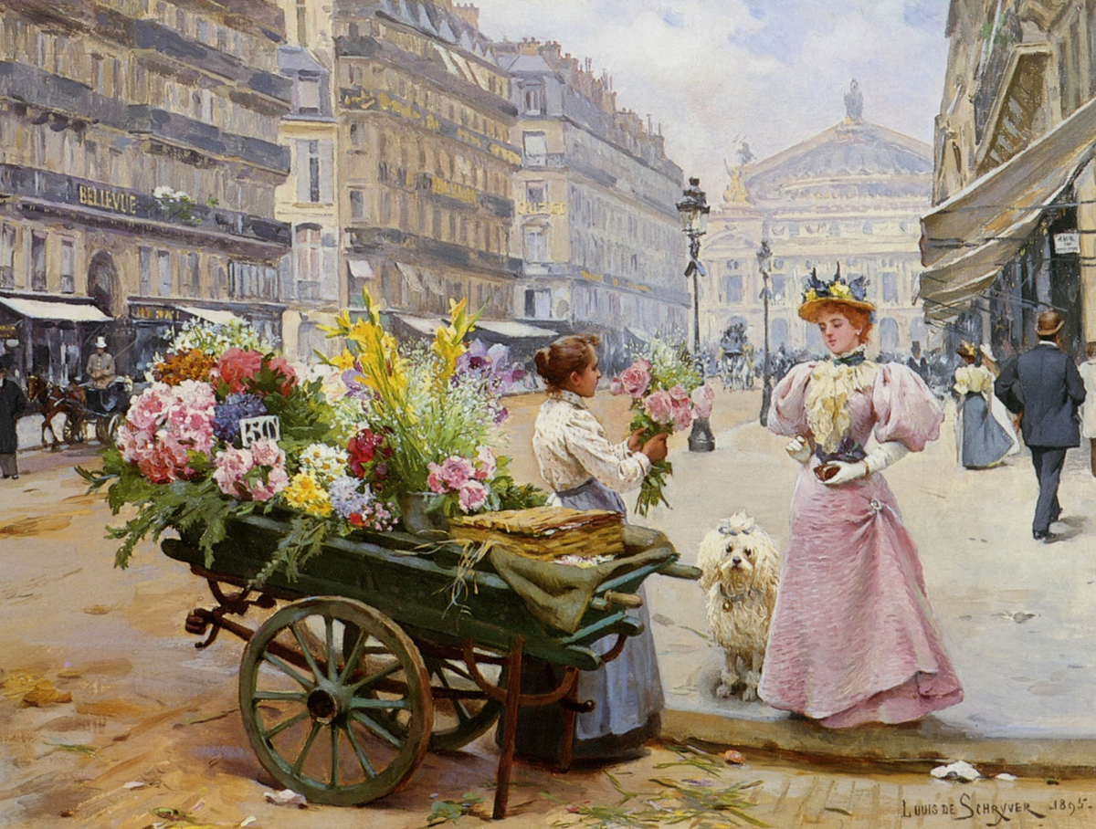  Луи-Мари де Шривер "La marchande de fleurs. Avenue de l’Opéra". 1895