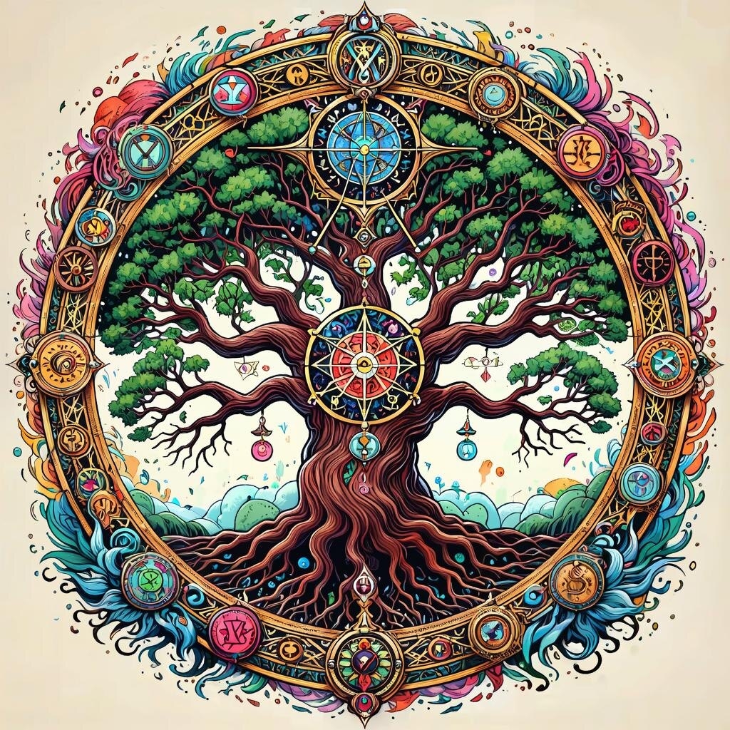 Древо Сефирот. Иллюстрация сгенерирована нейросетью