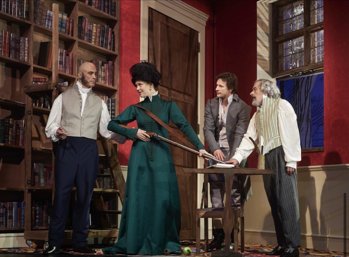 Капитан Брайс ( В.Фирсов), Леди Крум ( Е.Смирнова), Септимус ( Ф.Малышев), Чейтер ( И.Верховых), фото с официального сайта Мастерской Фоменко 