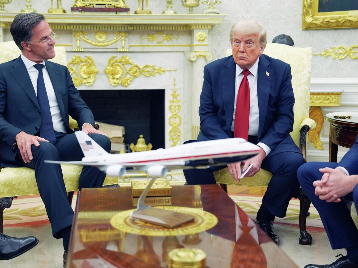    Марк Рютте и Дональд Трамп во время встречи© AP Photo / Evan Vucci