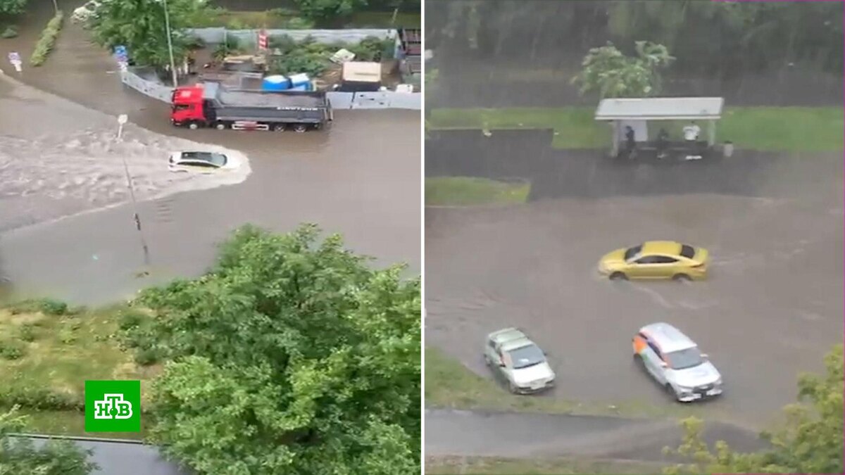    Сменивший жару ливень затопил целые районы в Москве