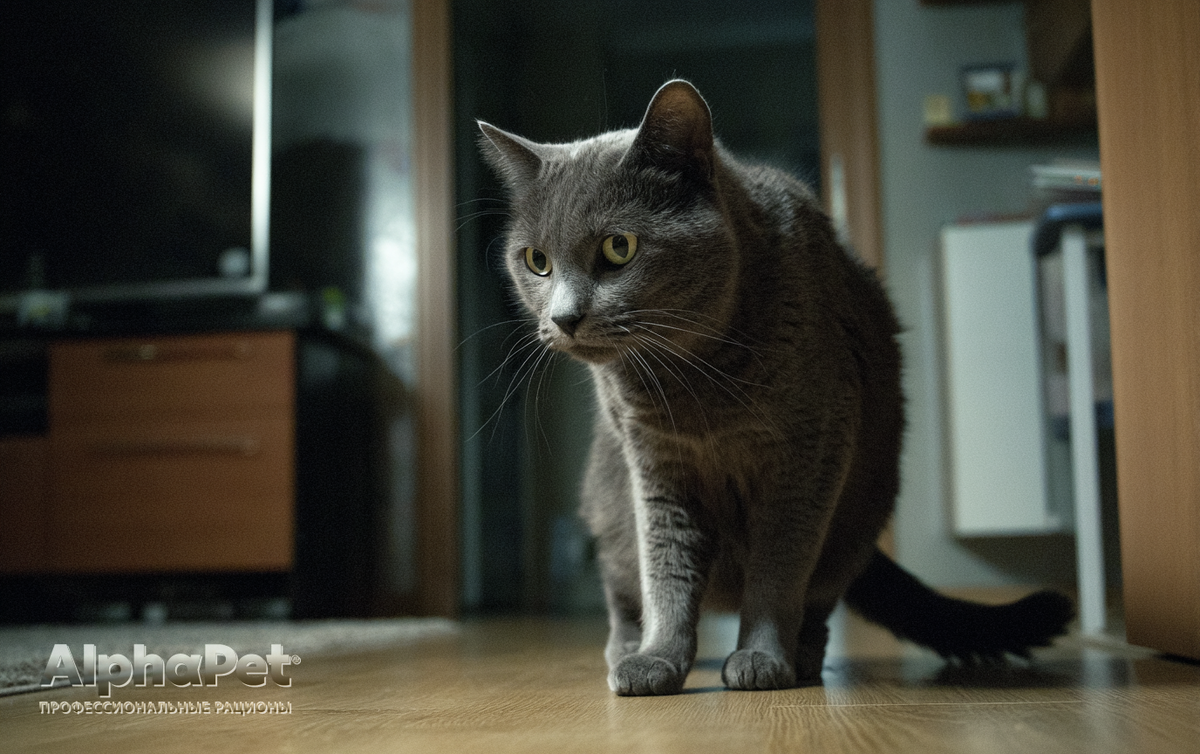 Знак 1: Шерсть дыбом и шипение на "пустое место" / Изображение: AlphaPet