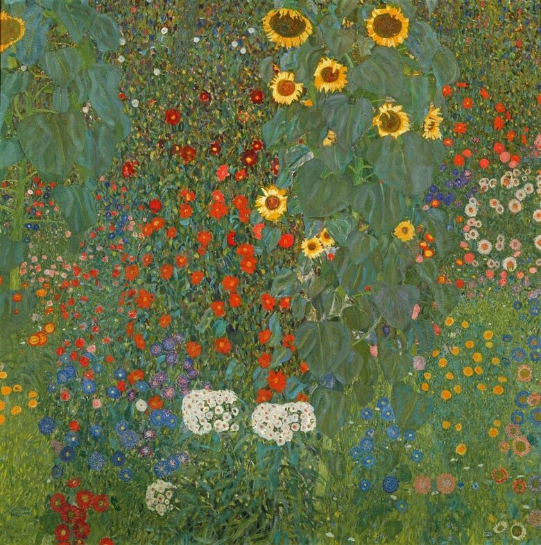 Gustav Klimt, Farm Garden with Sunflowers, 1905-1906. Osterreichische Galerie Belvedere, Vienna, Austria. © Artothek / Bridgeman Images