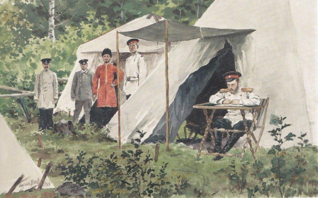    Павел Шипов. Цесаревич Николай Александрович на манёврах близ села Большая Вруда. 1893 год