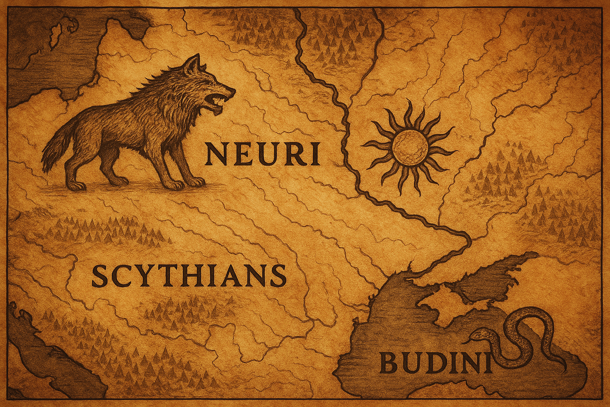 Ретро-стилизация древней карты Восточной Европы.